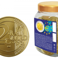 Монеты (2 евро) 7гр*150шт (в банке) шок монеты