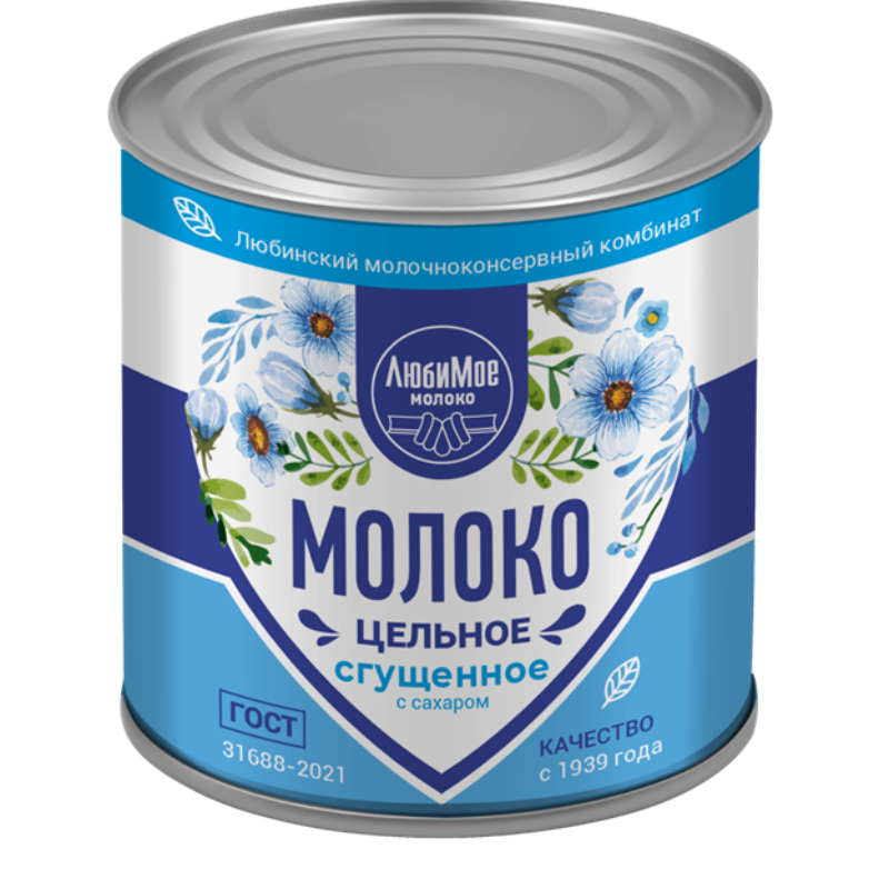 (витрина) Сгущ.Молоко ЛЮБИМО 380г*15шт ГОСТ (БЕЛОЕ) Ж/Б г.Омск ШТУЧНО